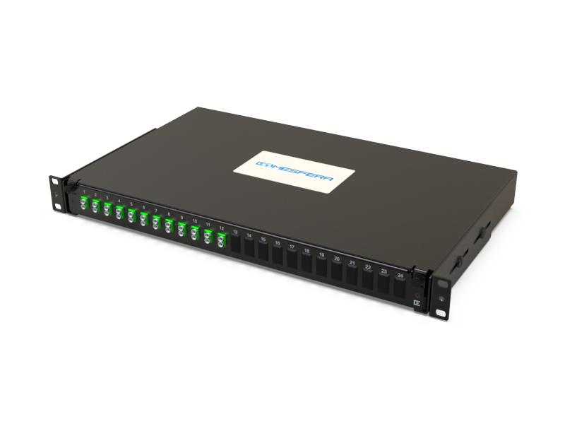Fiber splice panel 12 x LCD-APC SM 1U (loaded)
